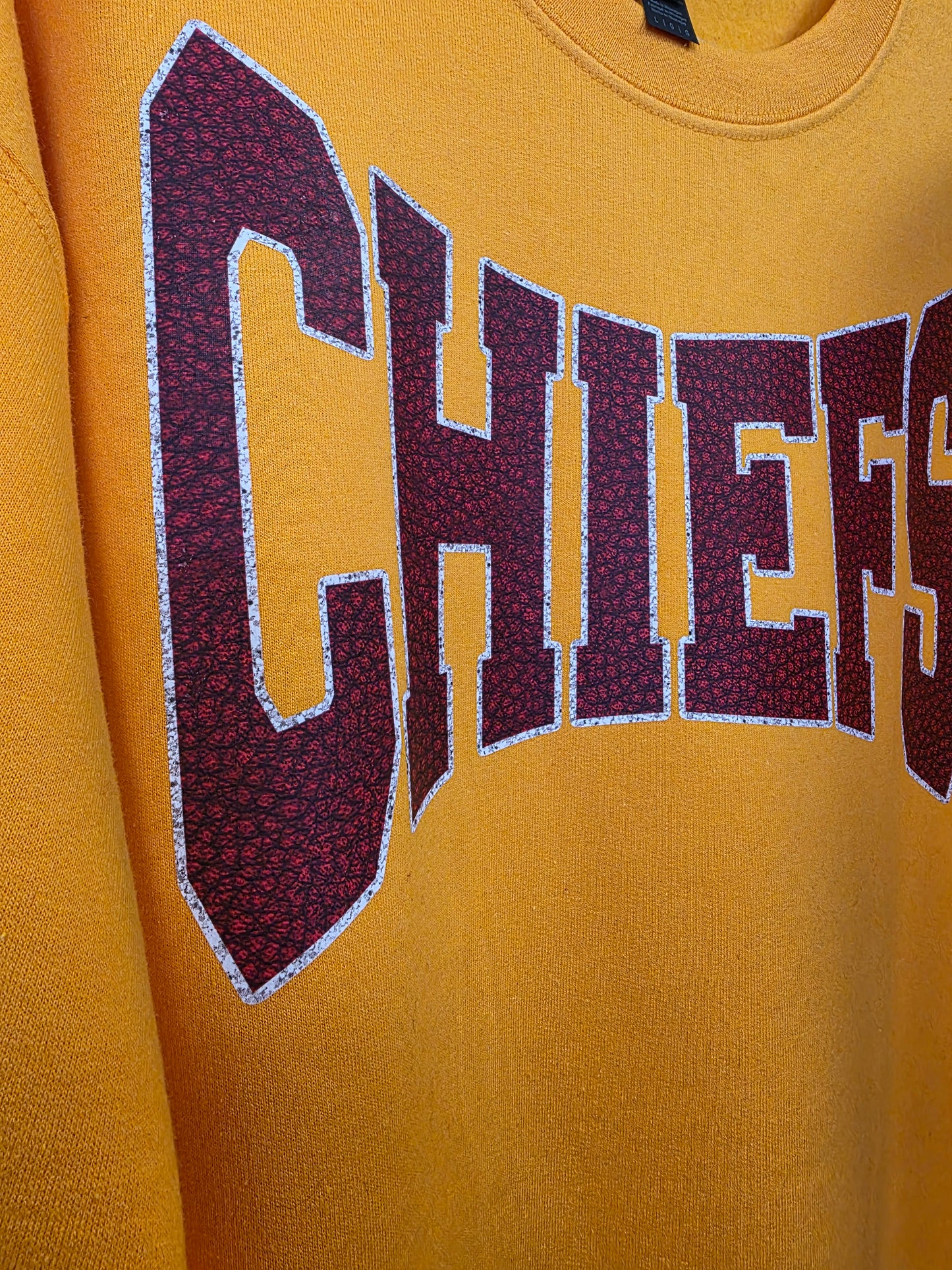 Faux Texture/Glitter Chiefs Sweatshirt Gold