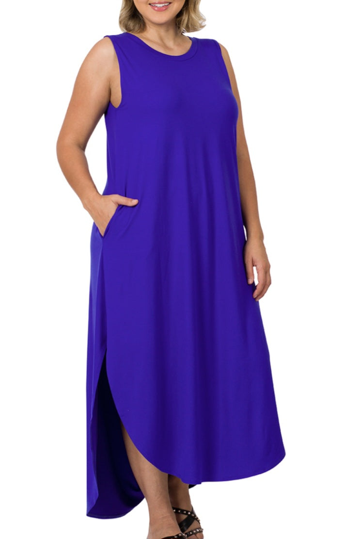Sleeveless Brushed Maxi Bright Blue