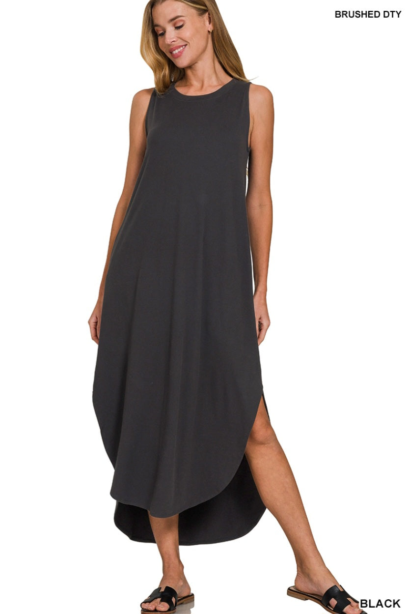 Sleeveless Brushed Maxi Black