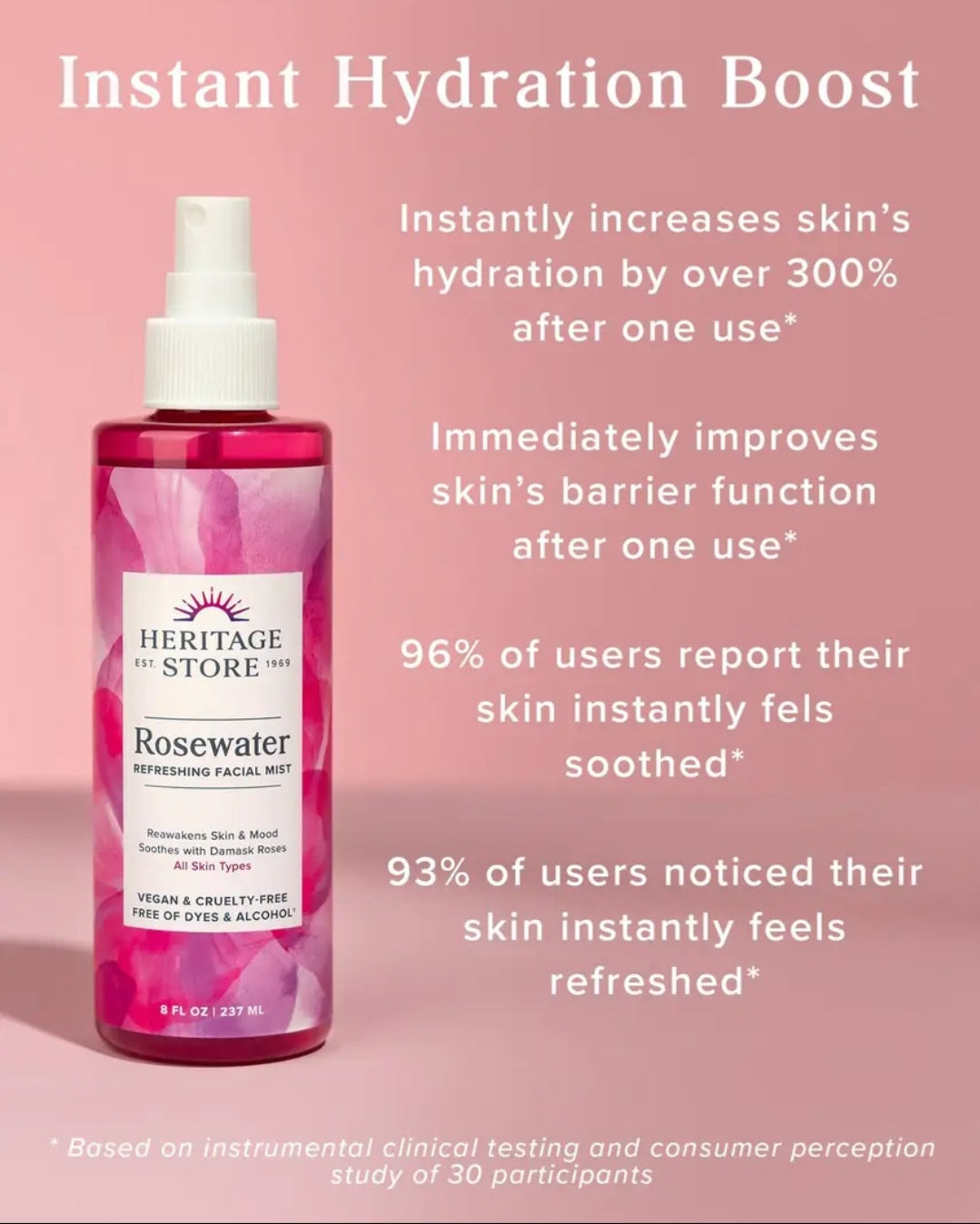 Heritage Store Rosewater Spray 8oz