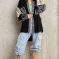 POL Patchwork Calico Shirt Shacket Grey Black
