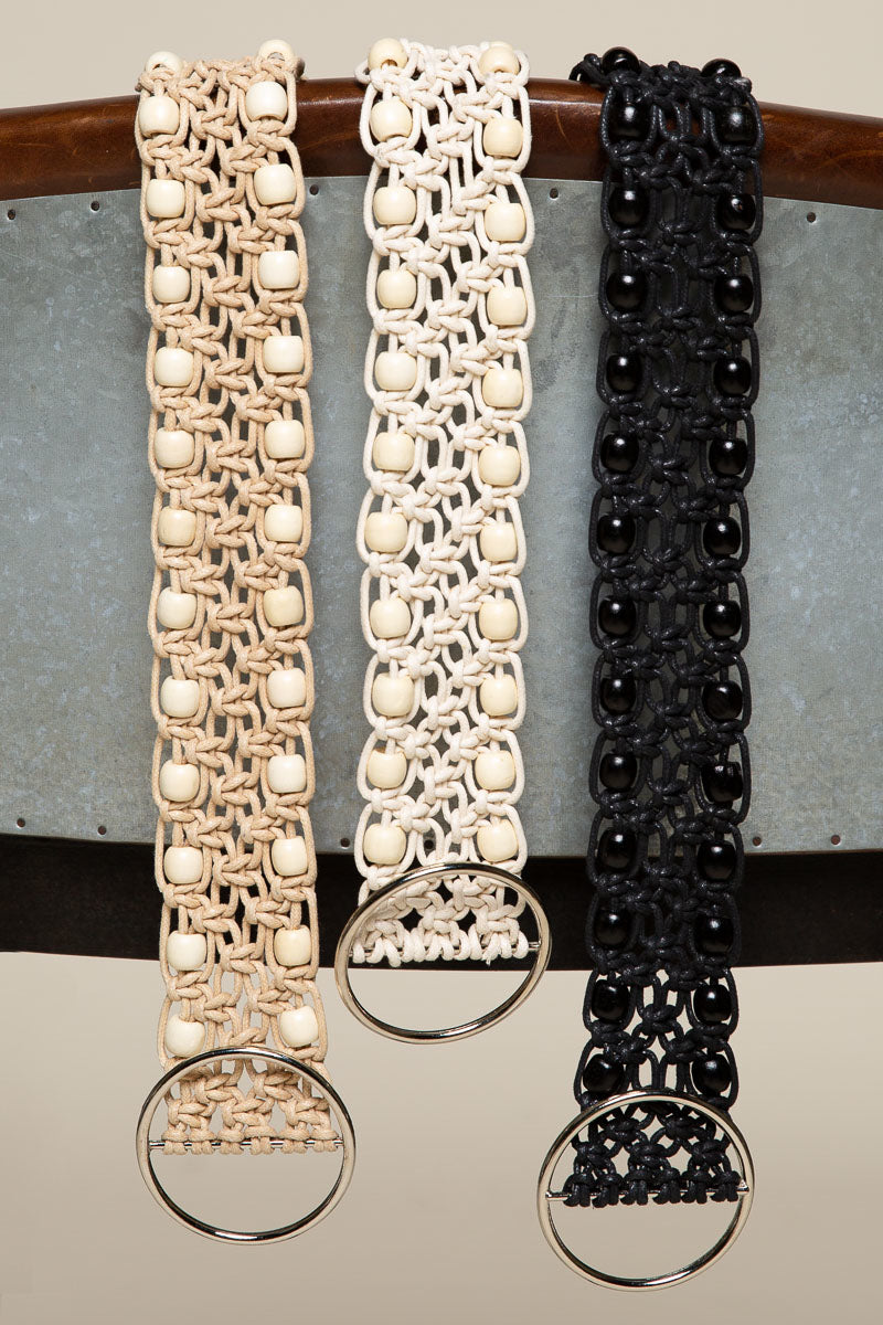 POL Crochet Beaded Belt Ivory