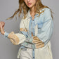 POL Patchwork Calico Shirt Shacket Ivory Denim