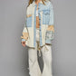 POL Patchwork Calico Shirt Shacket Ivory Denim