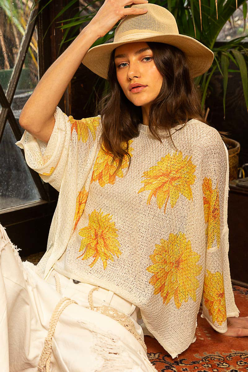 POL Sunny Floral Thin Sweater