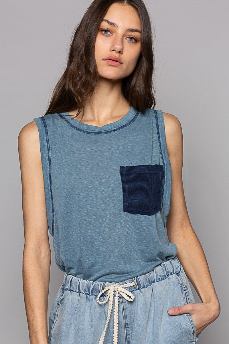 POL Pocket Tank Denim
