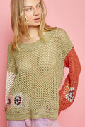 POL Fall Crochet Granny Square Sweater