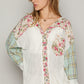 POL Plaid Bubble Sleeve Button Hoodie