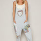POL Patchwork Ribbed Jumpsuit Powder Blue
