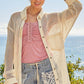 POL Mesh Cover-Up Shirt Natural