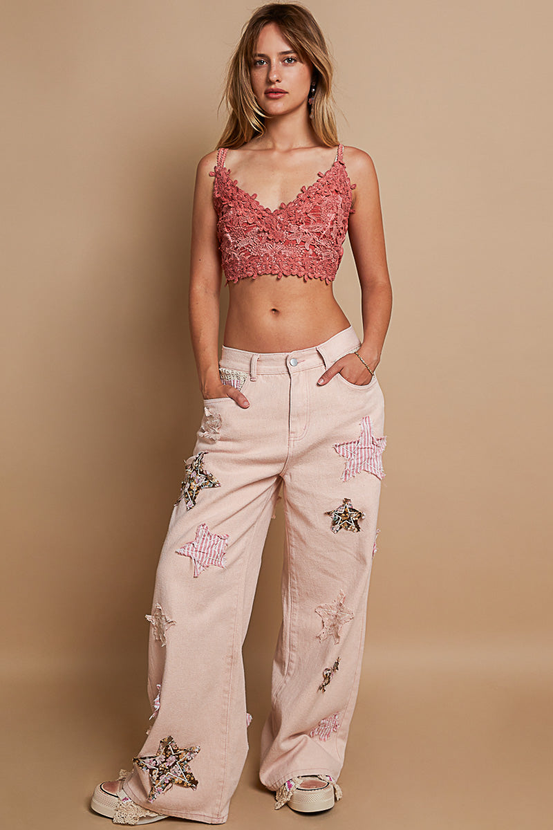 POL Patch Star Jeans Pale Pink
