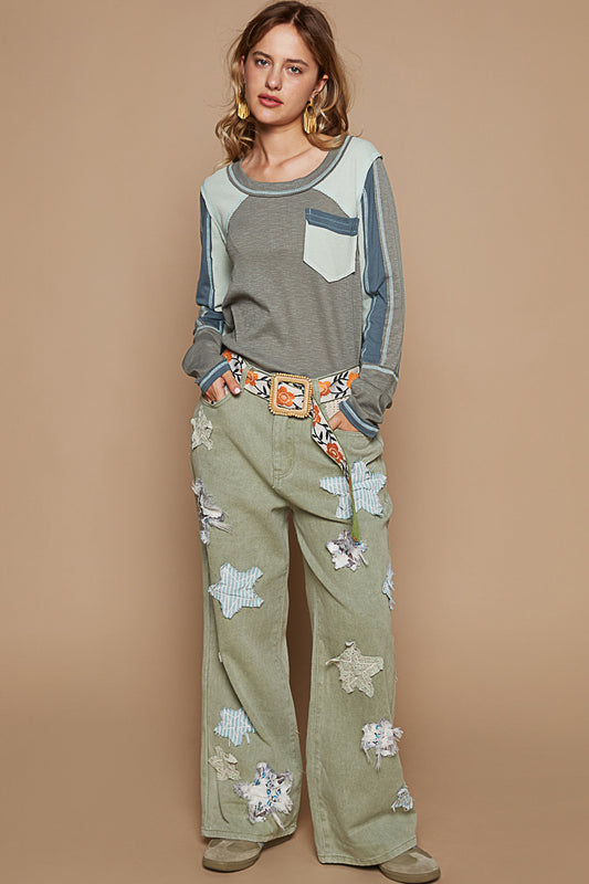 POL Patch Star Jeans Olive