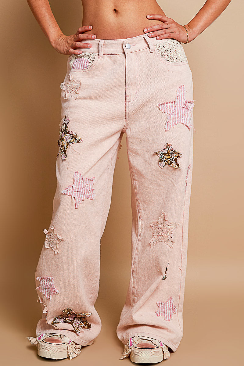 POL Patch Star Jeans Pale Pink