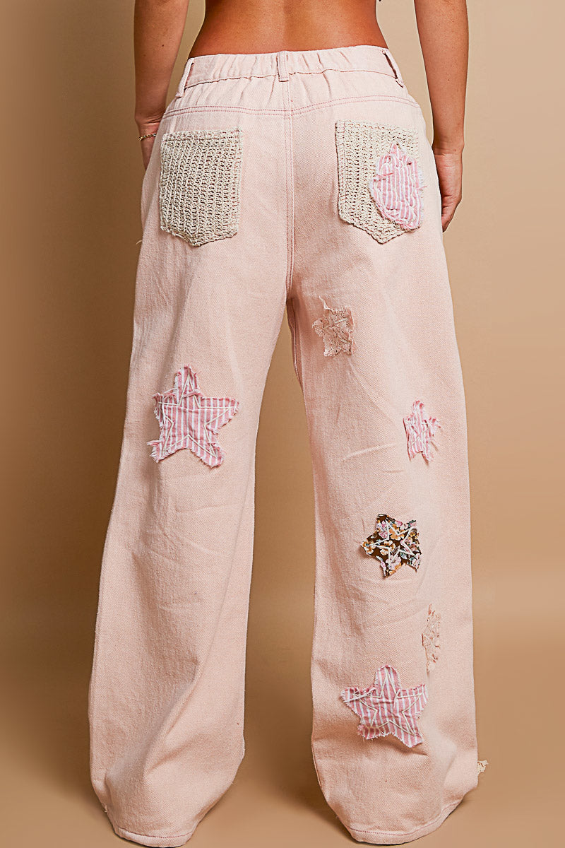 POL Patch Star Jeans Pale Pink