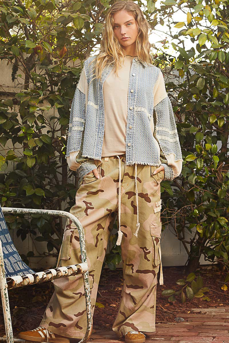 POL Punchout Patchwork Jacket Denim