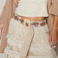 POL Red Floral Embroidered Belt