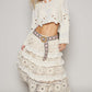 POL Floral Embroidered Belt Brown