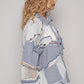 POL Stripe Patchwork Fall Jacket Blue