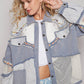 POL Stripe Patchwork Fall Jacket Blue