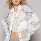 POL Stripe Patchwork Fall Jacket White