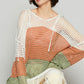 POL Mesh Crochet Colorblock Hoodie Matcha