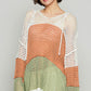 POL Mesh Crochet Colorblock Hoodie Matcha