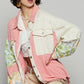 POL Patchwork Calico Shirt Shacket Pink Oatmilk