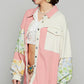POL Patchwork Calico Shirt Shacket Pink Oatmilk