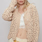 POL Chenille Crochet Cardigan Mocha One Size