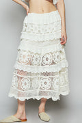 POL Crochet Maxi Skirt Off White