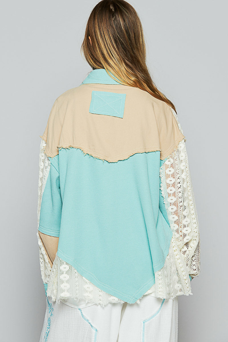 POL Patchwork Crochet Shacket