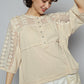 POL Crochet Lace 3/4 Sleeve Top Coconut