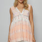 POL Embroidered Lettuce Edge Calico Tank Blush