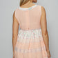 POL Embroidered Lettuce Edge Calico Tank Blush