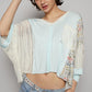 POL Crochet Floral Top Baby Blue