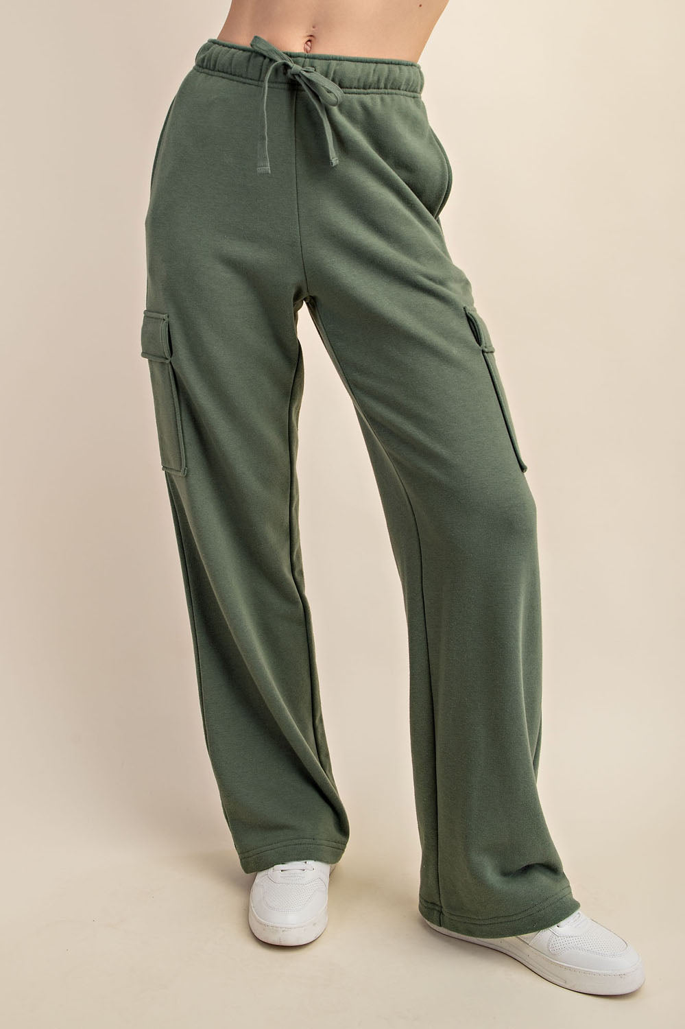 French Terry Straight Leg Cargo Sweatpant Lt Olive