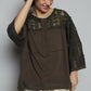 POL Crochet Lace 3/4 Sleeve Top Charcoal