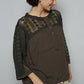 POL Crochet Lace 3/4 Sleeve Top Charcoal