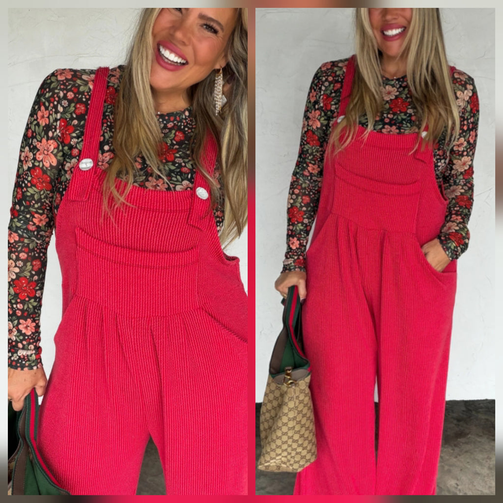 Karli Ribbed Overalls Winter Colors *PREORDER*