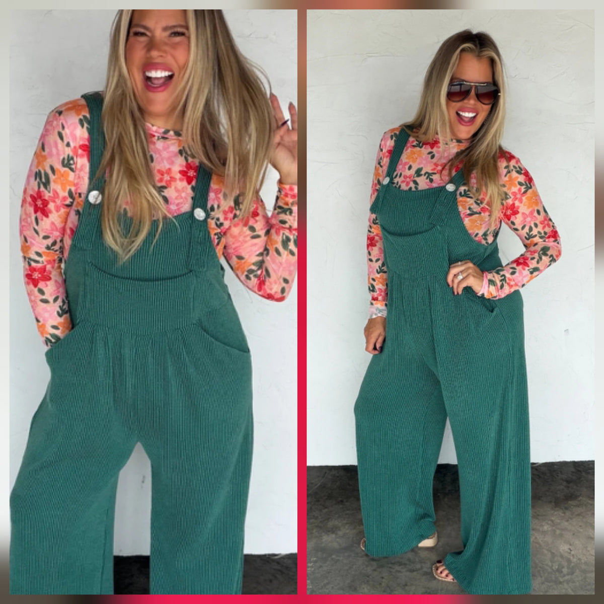 Karli Ribbed Overalls Winter Colors *PREORDER*