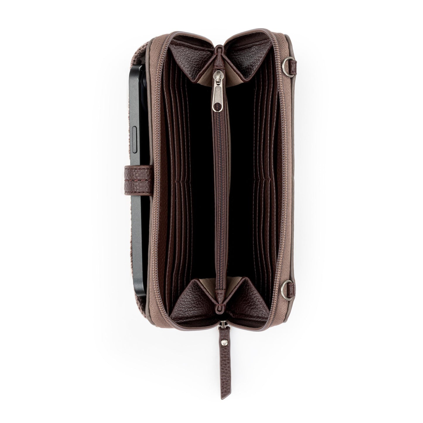 Iris Large Smartphone Crossbody Mushroom Suede