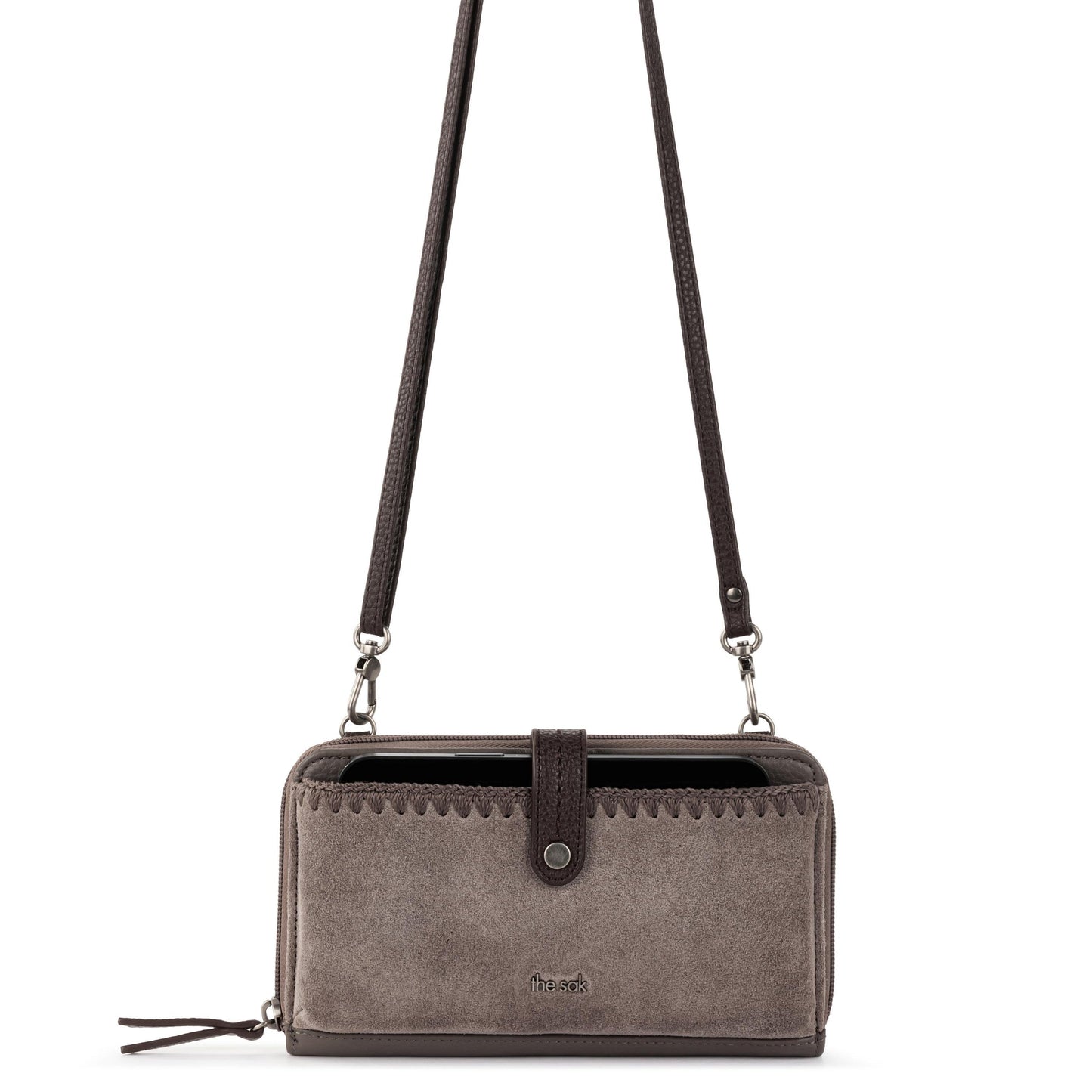 Iris Large Smartphone Crossbody Mushroom Suede