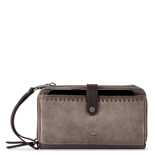 Iris Large Smartphone Crossbody Mushroom Suede