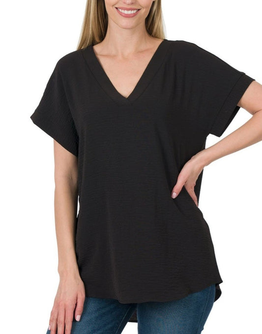 Airflow V-Neck Top Black