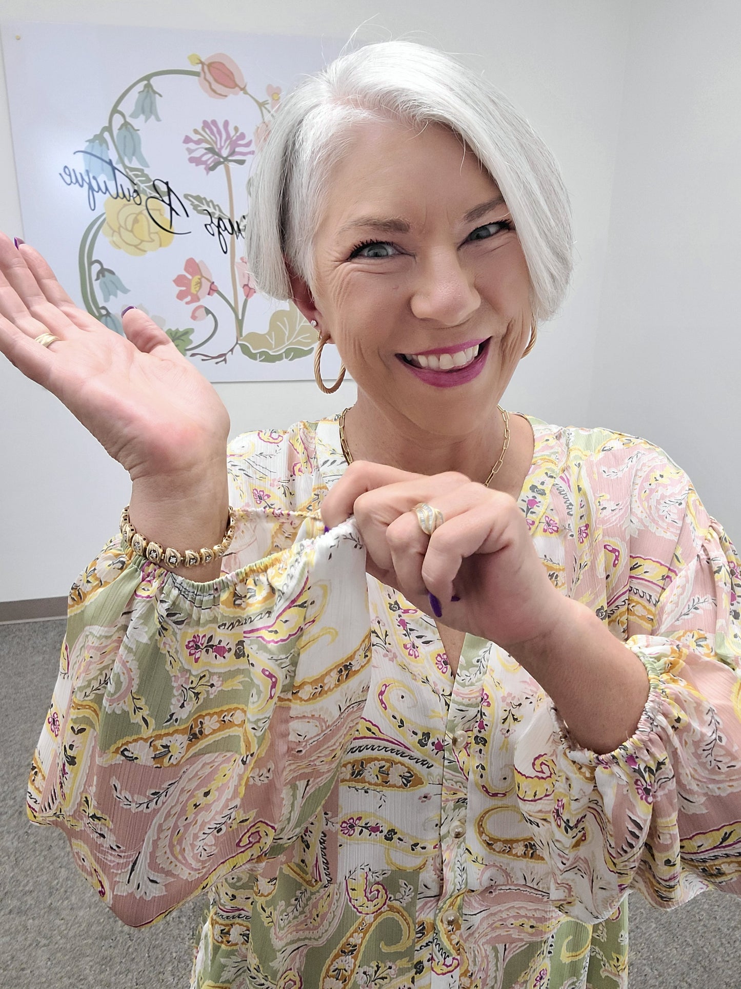Elizabeth Button Blouse in Pastel Paisley