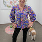 Everly V-Neck Blouse in Royal Paisley