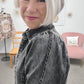 Pleated Sleeve Denim Top Black