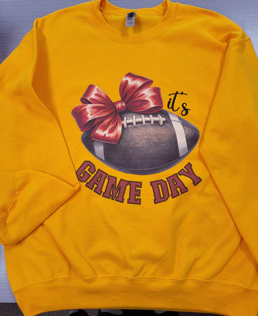 Game Day Bow Sweatshirt Gold