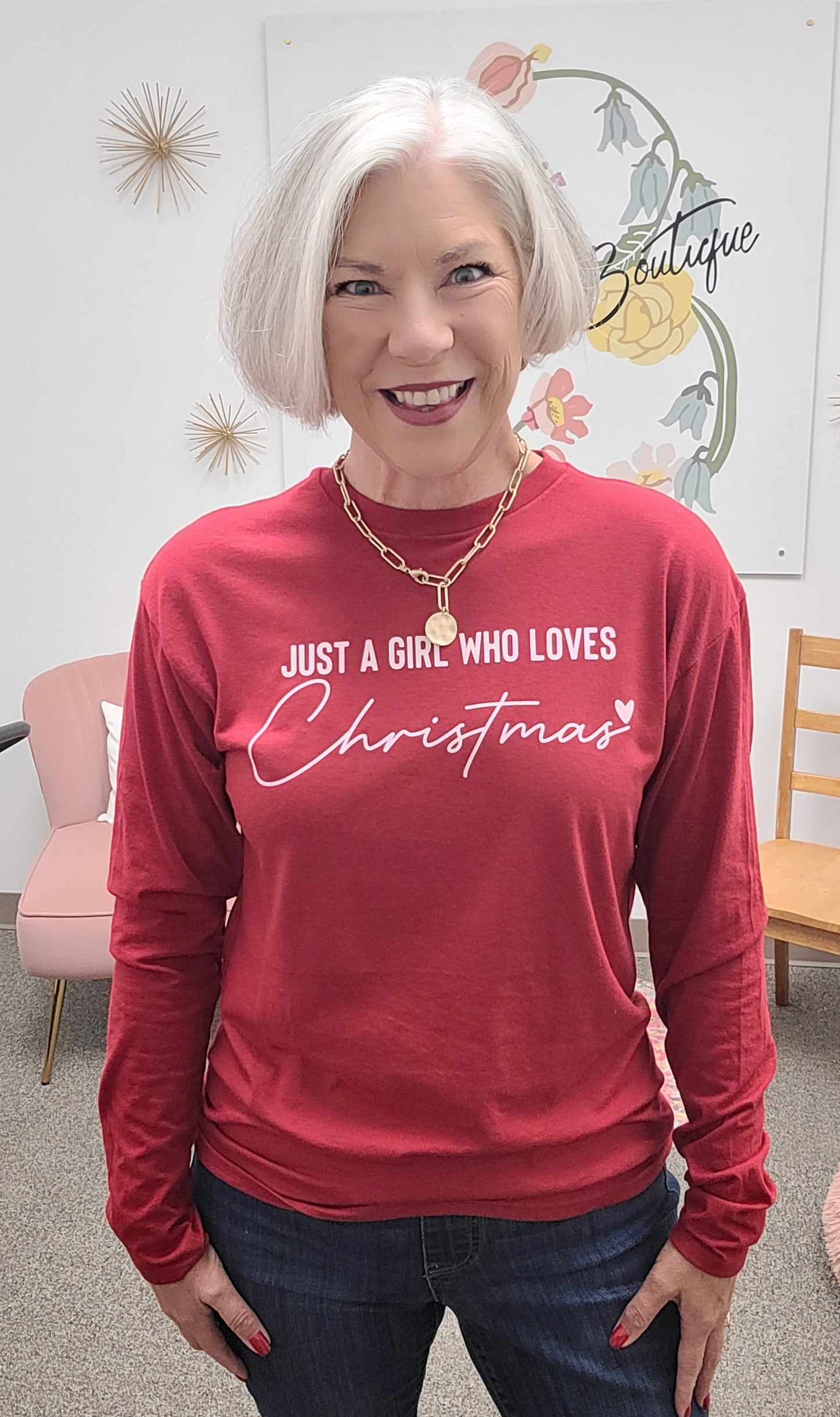 Just A Girl Who Loves Christmas Tee Cardinal