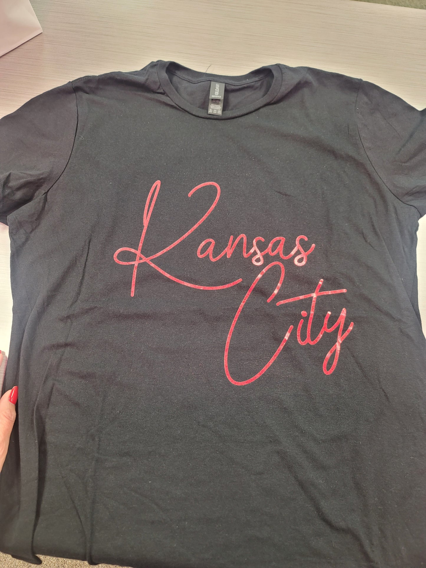 *DOORBUSTER* SS Red Glitter Kansas City Tee *WOMEN'S FIT*